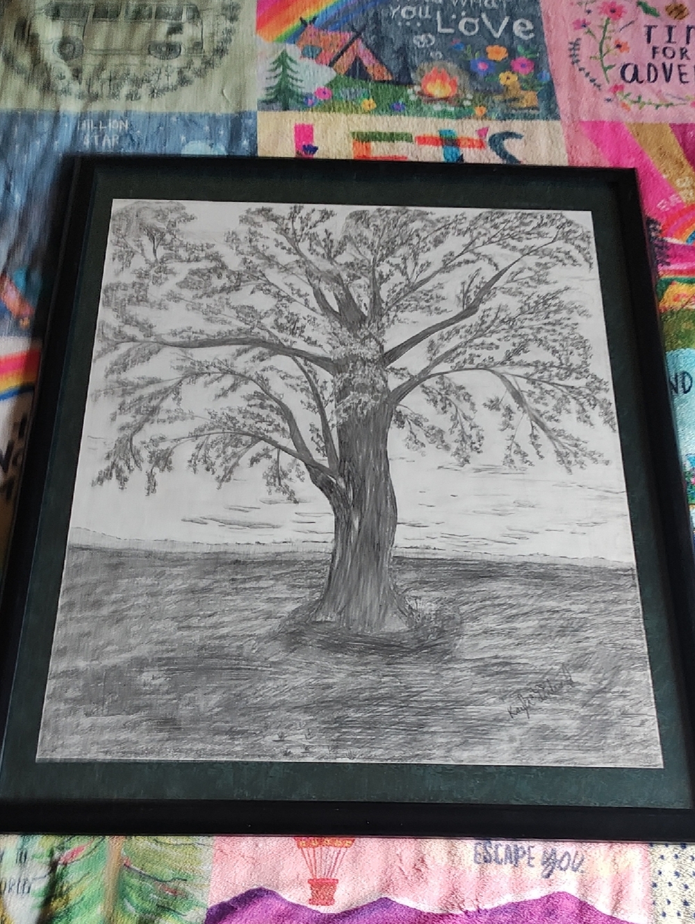 ORIGINAL ART: "TREE OF LIFE" DRAWING WITH FRAME